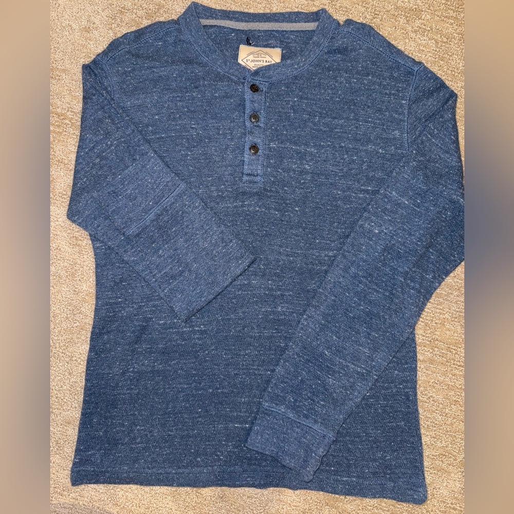St. John's Bay Denim Blue Long Sleeve Henley